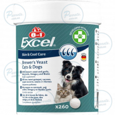 Витамины 8in1 Excel Brewers Yeast для собак и кошек, пивные дрожжи с чесноком, для кожи и шерсти 260 шт