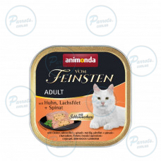Вологий корм Animonda Vom Feinsten для котів, з куркою, лососем і шпинатом, 100 г