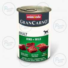 Вологий корм Animonda GranCarno для дорослих собак, з яловичиною та дичиною, 400 г