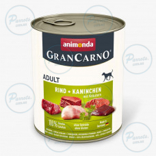 Вологий корм Animonda GranCarno для дорослих собак, з яловичиною, кроликом і травами, 800 г