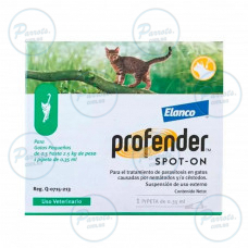 Краплі на холку Bayer Elanco Profender для котів від 0,5 до 2,5 кг антигельминтик 2 піпетки