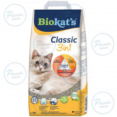 Наповнювач Biokats Classic 3in1 для котячого туалету, бентонітовий, 10 л