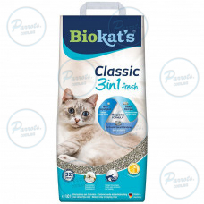 Наполнитель Biokats Classic Fresh 3in1 Cotton Blossom для кошачьего туалета, бентонитовый, 10 кг