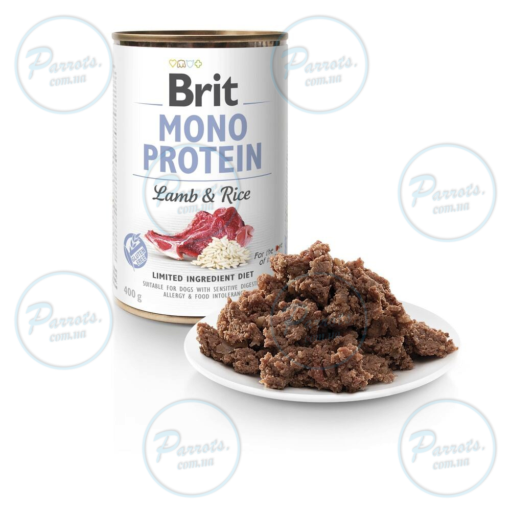 Вологий корм Brit Mono Protein Lamb & Rice для собак, з ягнятиною та рисом, 400 г