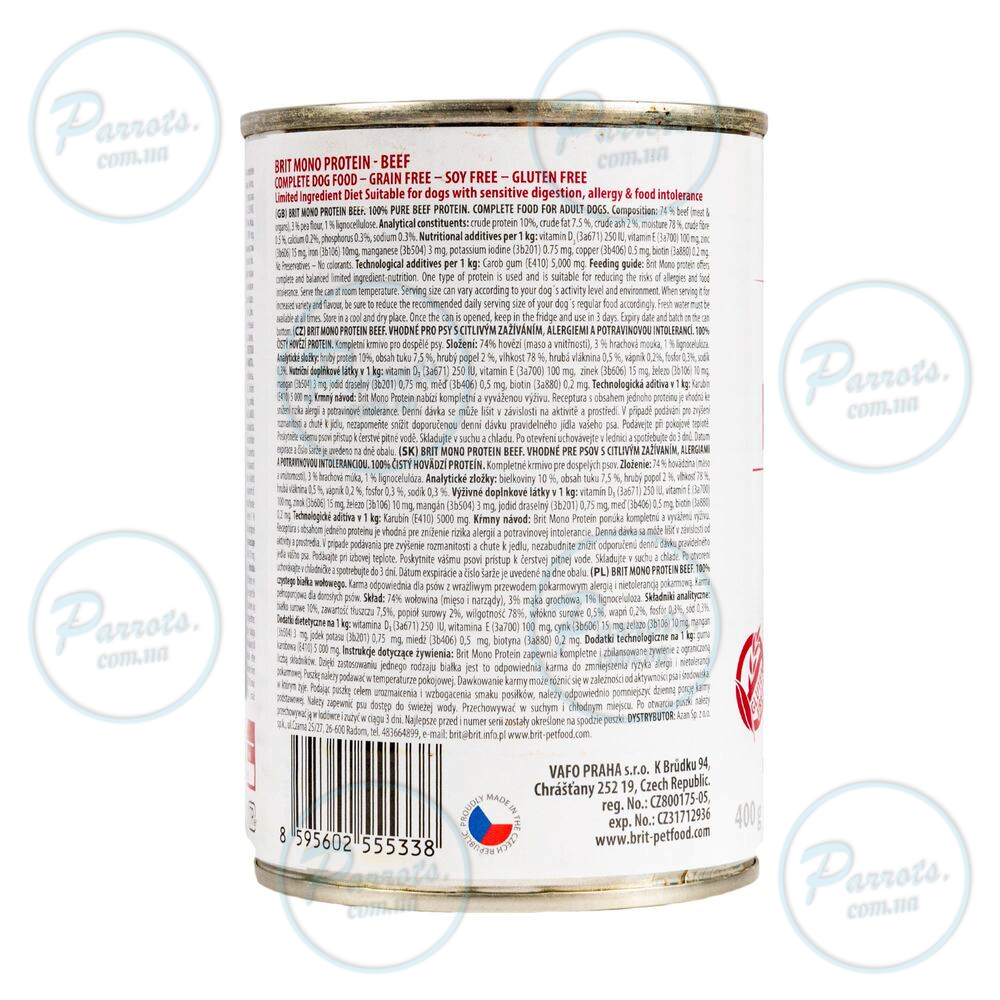 Влажный корм Brit Mono Protein Beef для собак, с говядиной, 400 г
