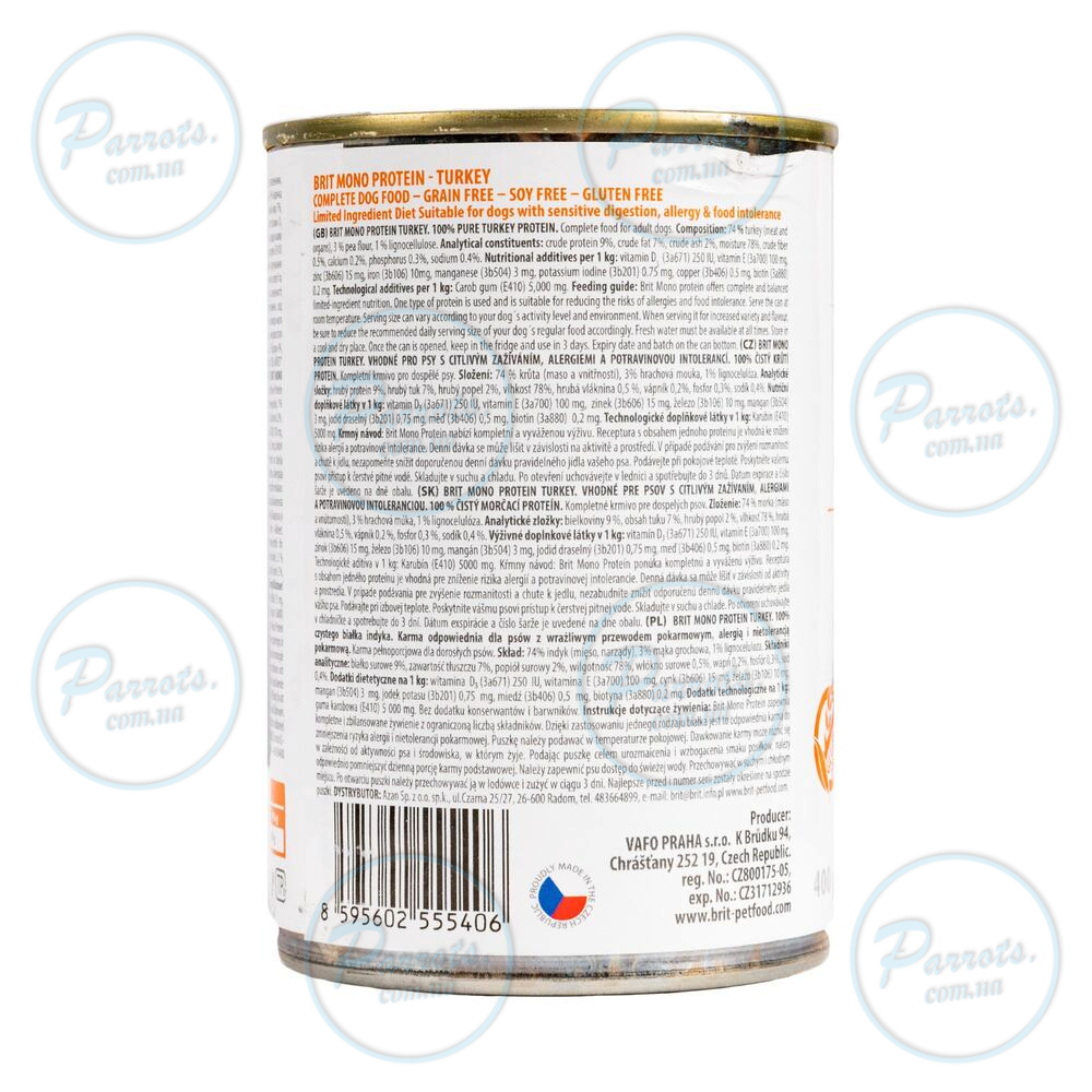 Влажный корм Brit Mono Protein Turkey для собак, с индейкой, 400 г