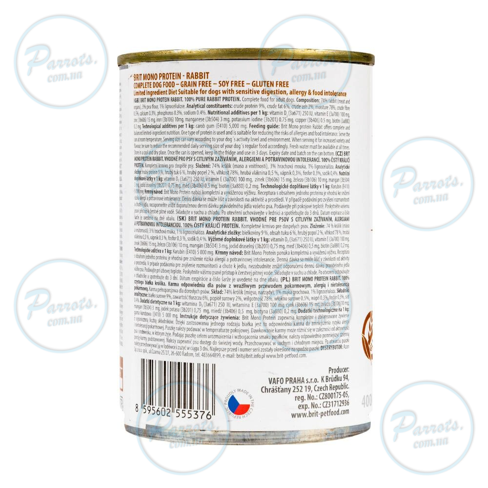 Влажный корм Brit Mono Protein Rabbit для собак, с кроликом, 400 г