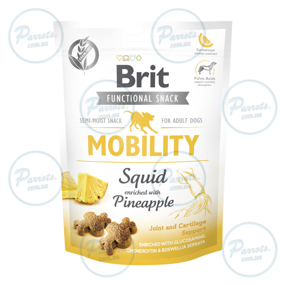 Функциональные лакомства Brit Care Mobility кальмар с ананасом для собак, 150г