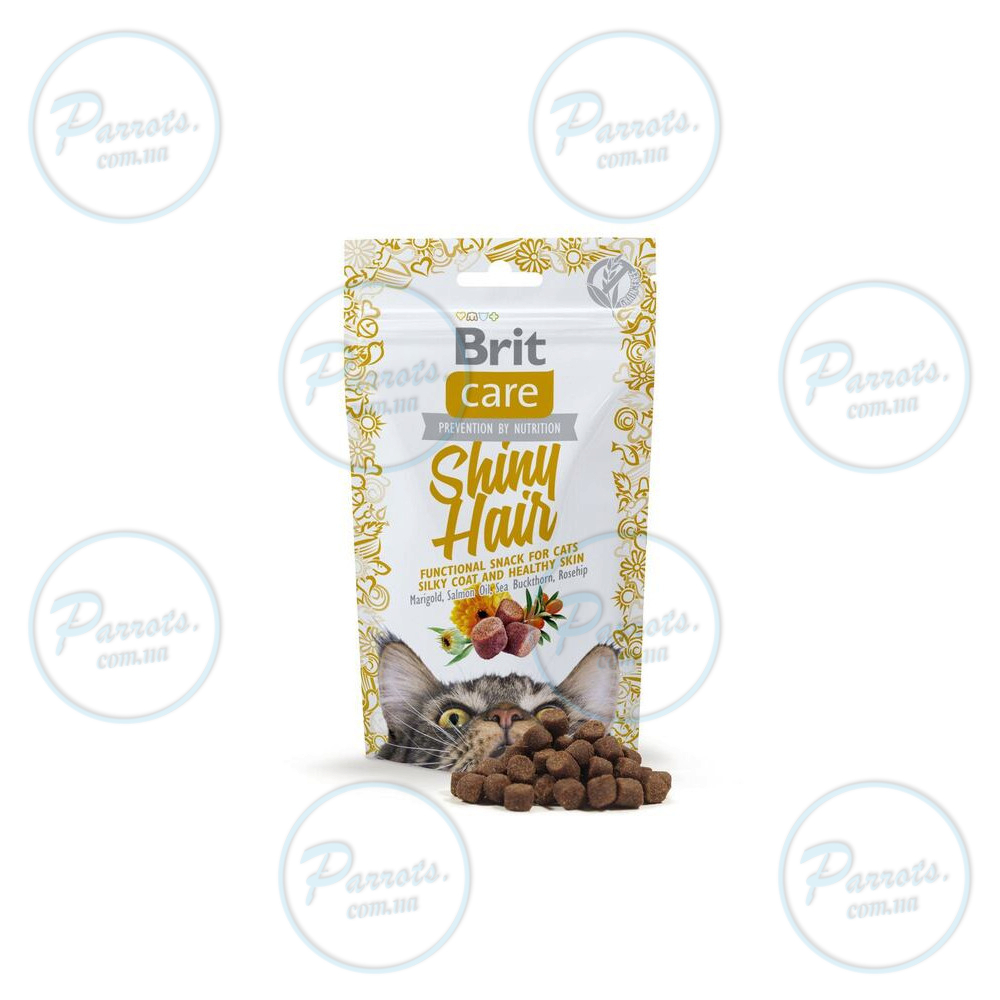Функциональные лакомства Brit Care Shiny Hair с лососем для котов, 50г