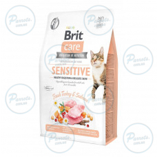 Сухой корм Brit Care Cat GF Sensitive HDigestion & Delicate Taste для кошек с чувствительным пищеварением, индейка и лосось, 2 кг