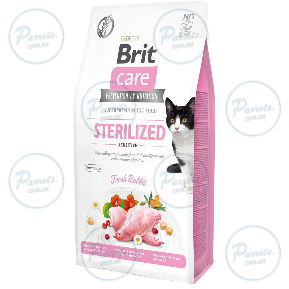 Сухой корм Brit Care Cat GF Sterilized Sensitive для стерилизованных кошек с чувствительным пищеварением, с кроликом, 7 кг