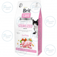 Сухой корм Brit Care Cat GF Sterilized Sensitive для стерилизованных кошек с чувствительным пищеварением, с кроликом, 7 кг