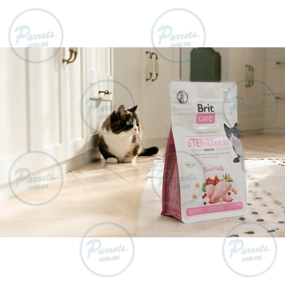 Сухой корм Brit Care Cat GF Sterilized Sensitive для стерилизованных кошек с чувствительным пищеварением, с кроликом, 7 кг