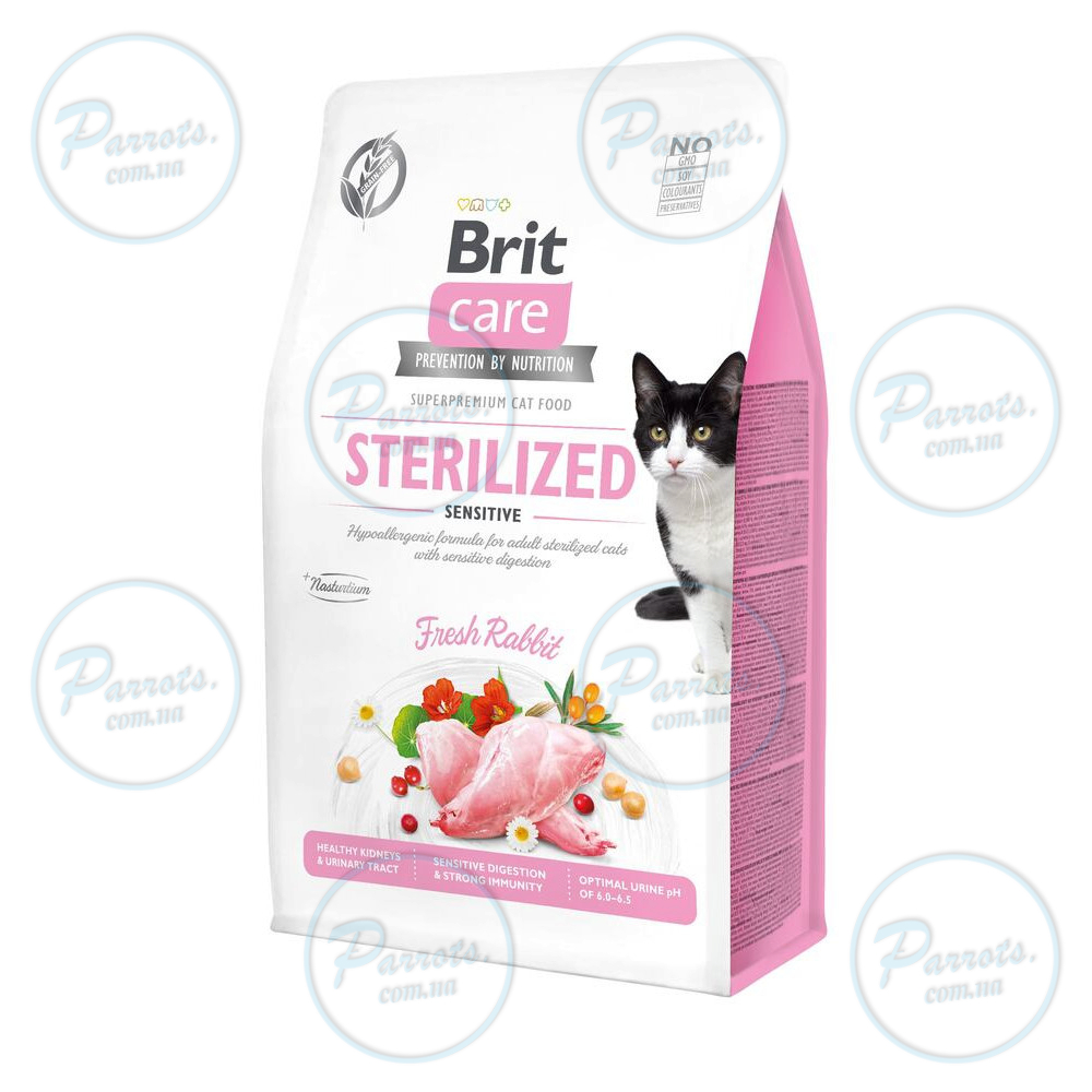 Сухой корм Brit Care Cat GF Sterilized Sensitive для стерилизованных кошек с чувствительным пищеварением, с кроликом, 400 г