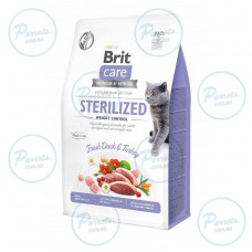 Сухой корм Brit Care Cat GF Sterilized Weight Control для стерилизованных кошек с избыточным весом, утка и индейка, 400 г