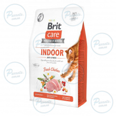 Сухой корм Brit Care Cat GF Indoor Anti-stress для кошек, постоянно живущих в помещении, курица, 2 кг