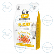 Сухой корм Brit Care Cat GF Haircare Healthy & Shiny Coat для кошек, уход за кожей и шерстью, лосось и курица, 2 кг