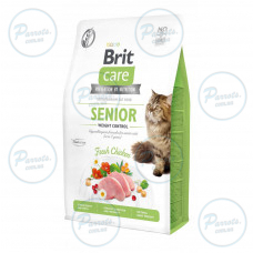 Сухой корм Brit Care Cat GF Senior Weight Control для пожилых кошек с избыточным весом, курица, 2 кг