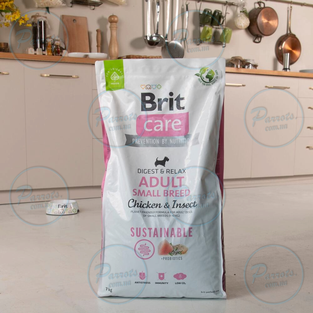 Сухой корм Brit Care Dog Sustainable Adult Small Breed для собак малых пород, с курицей и насекомыми, 7 кг