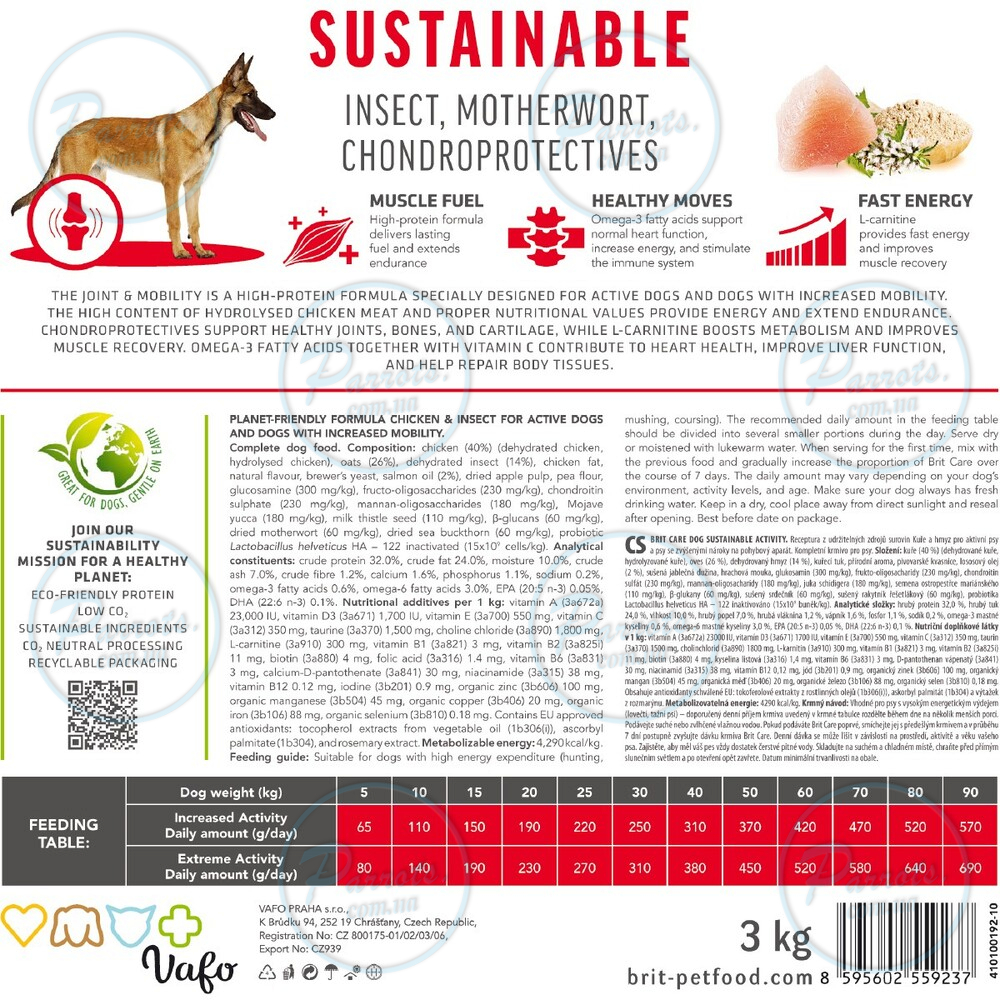 Сухий корм Brit Care Dog Sustainable Activity для собак з підвищеною активністю, з куркою та комахами, 3 кг
