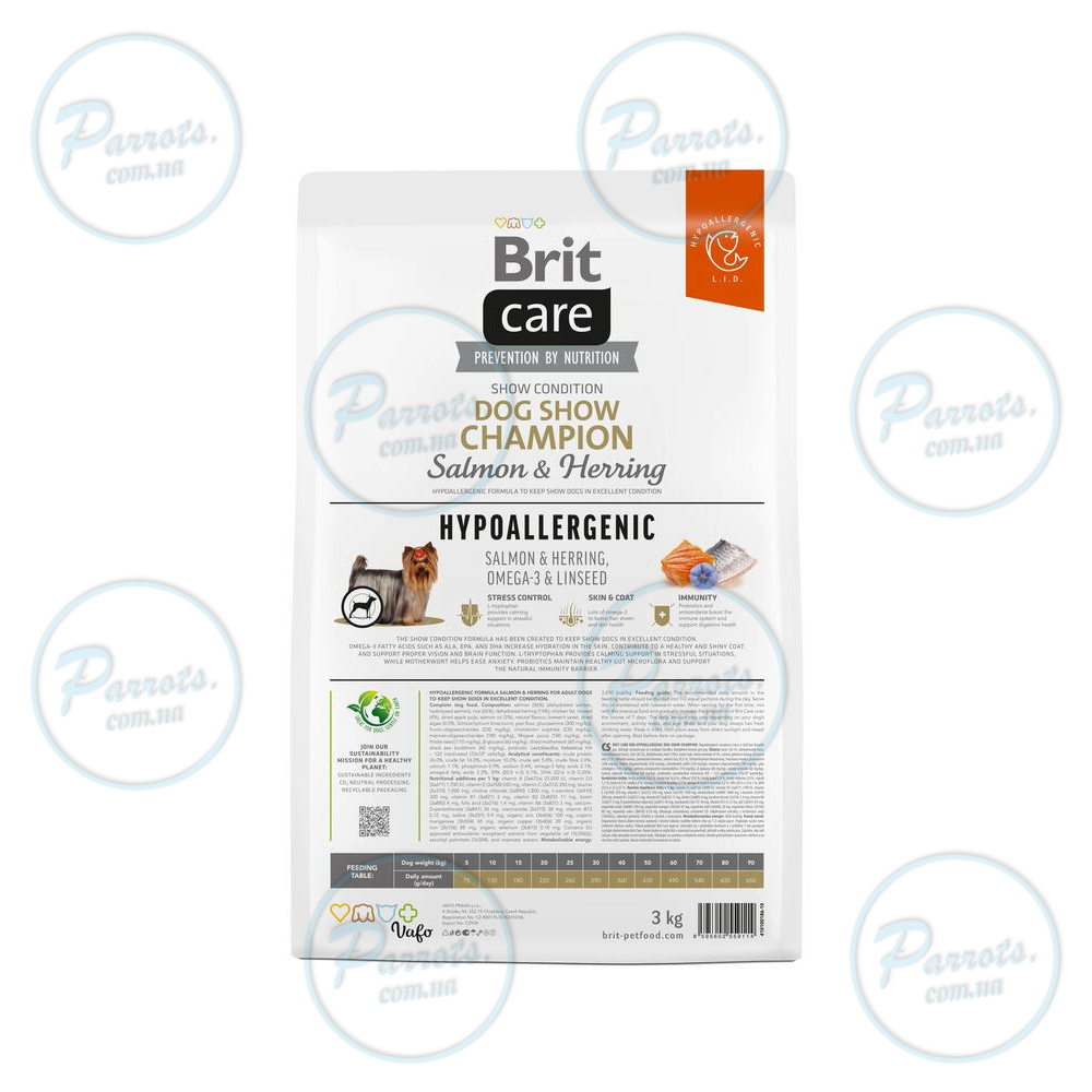 Сухий корм Brit Care Dog Hypoallergenic Dog Show Champion для виставкових собак, з лососем і оселедцем, 3 кг