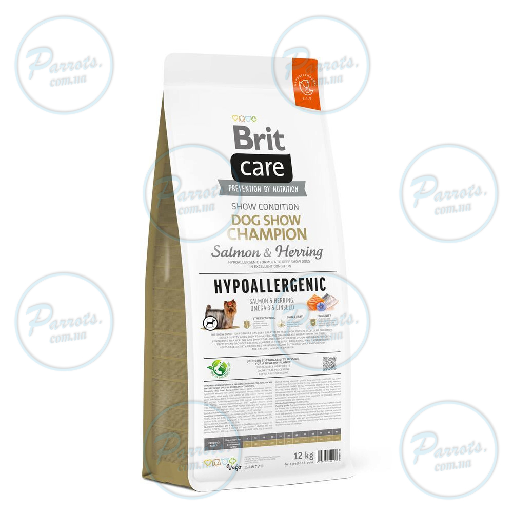 Сухий корм Brit Care Dog Hypoallergenic Dog Show Champion для виставкових собак, з лососем і оселедцем, 12 кг