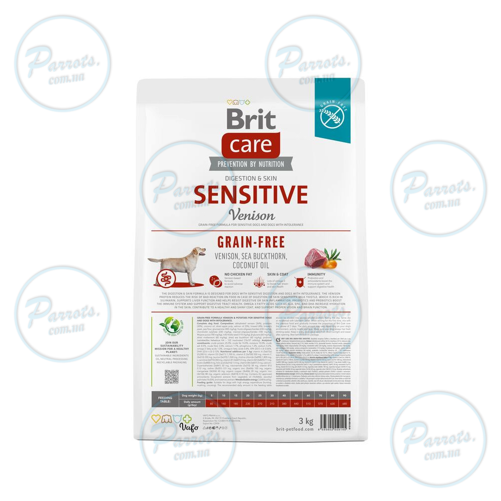 Сухий корм Brit Care Dog Grain-free Sensitive для собак з чутливим травленням, беззерновий з олениною, 3 кг