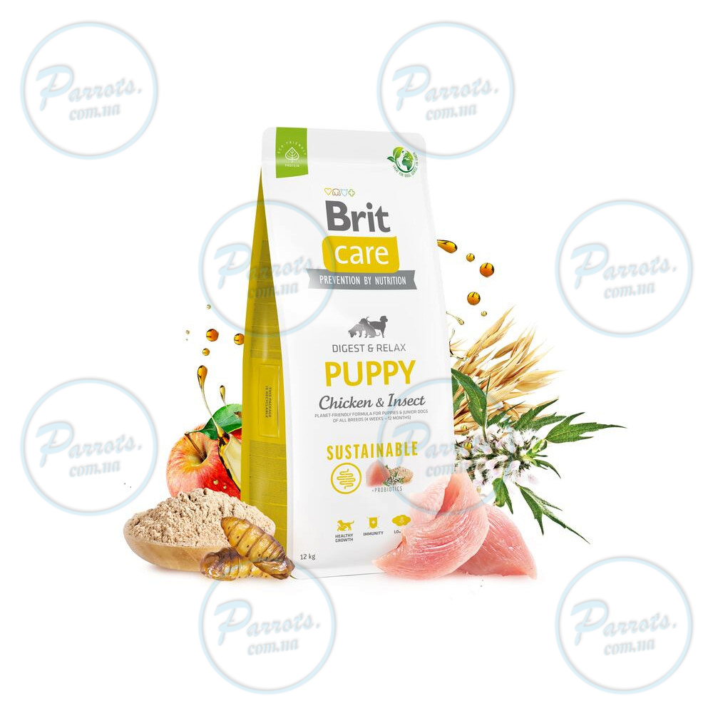 Сухой корм Brit Care Dog Sustainable Puppy для щенков, с курицей и насекомыми, 3 кг