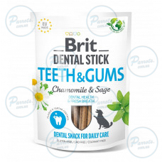 Лакомства для собак Brit Dental Stick Teeth & Gums здоровые десна и зубы, ромашка и шалфей, 7 шт, 251 г