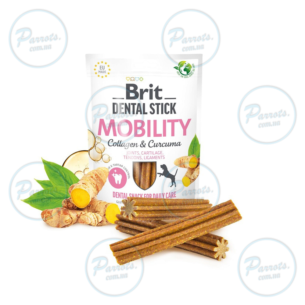 Лакомства для собак Brit Dental Stick Mobility для мобильности суставов, коллаген и куркума, 7 шт, 251 г