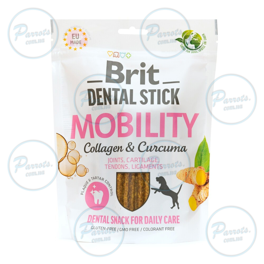 Лакомства для собак Brit Dental Stick Mobility для мобильности суставов, коллаген и куркума, 7 шт, 251 г