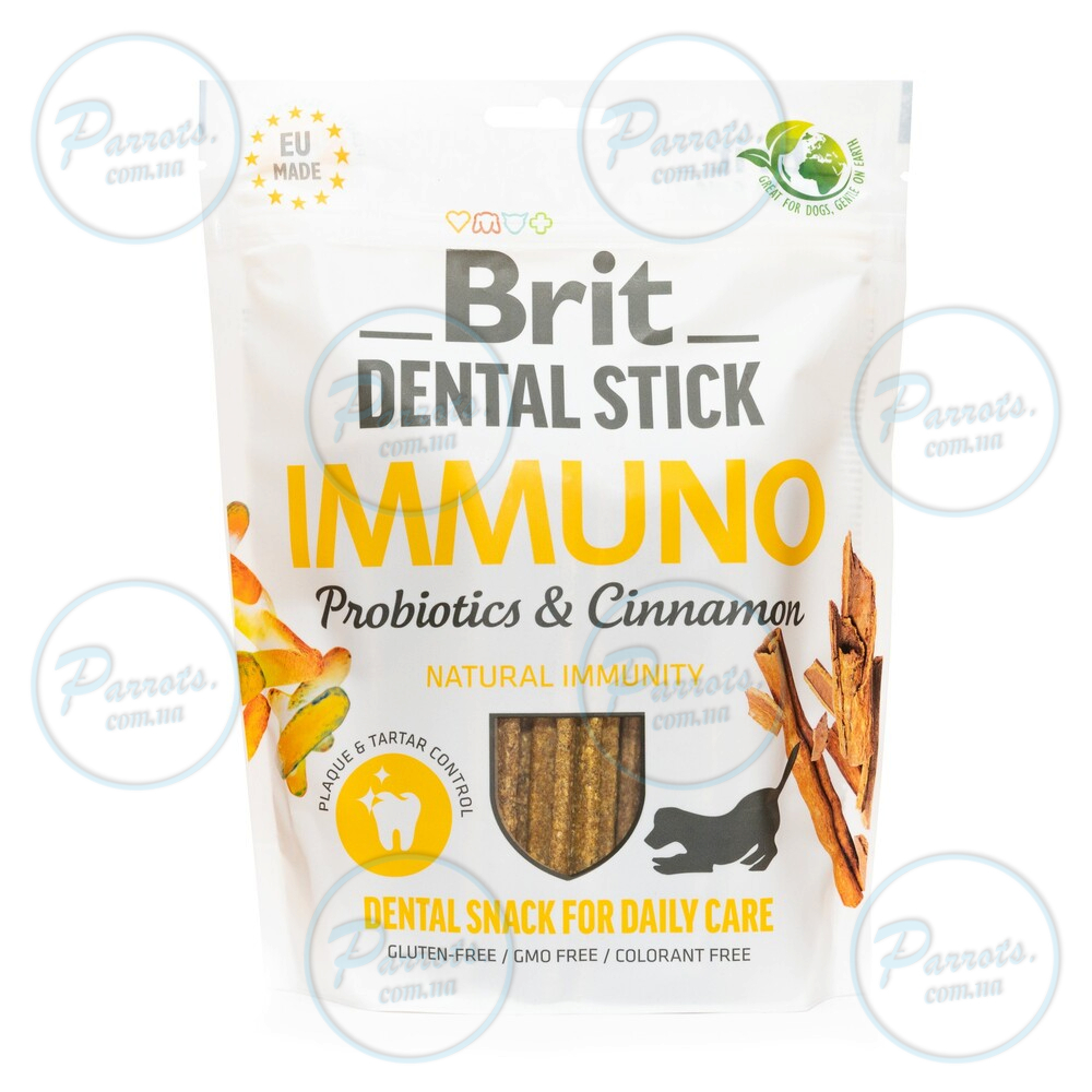 Лакомства для собак Brit Dental Stick Immuno для крепкого иммунитета, пробиотики и корица, 7 шт, 251 г
