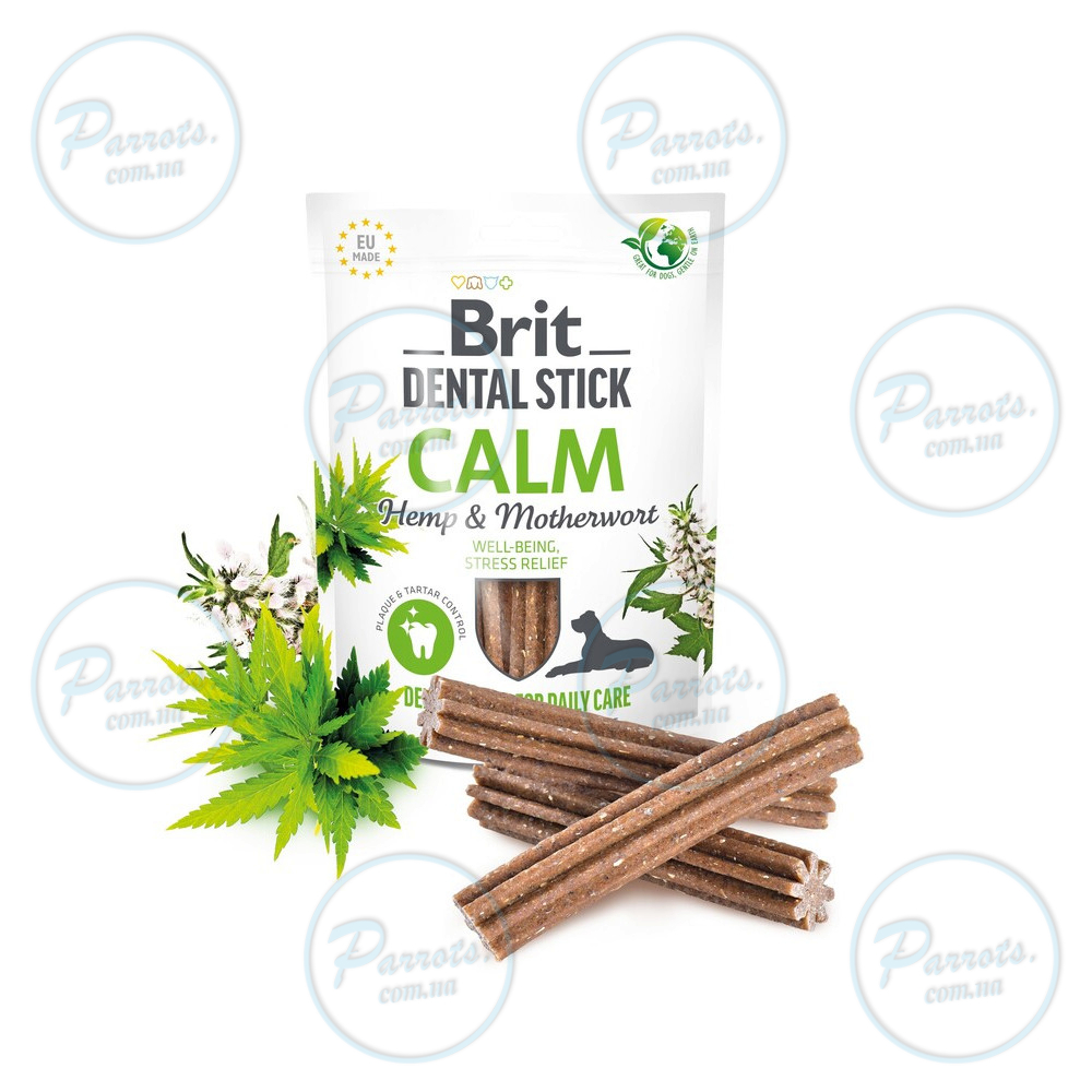 Лакомства для собак Brit Dental Stick Calm успокаивающее, конопля и пустырник, 7 шт, 251 г
