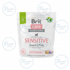 Сухой корм Brit Care Dog Sustainable Sensitive для собак с чувствительным пищеварением, с рыбой и насекомыми, 1 кг