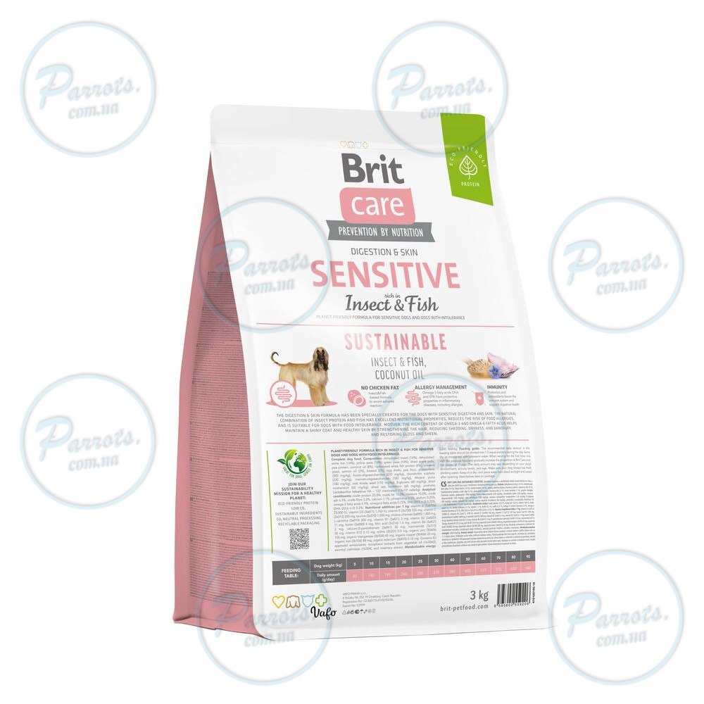 Сухий корм Brit Care Dog Sustainable Sensitive для собак з чутливим травленням, з рибою та комахами, 3 кг