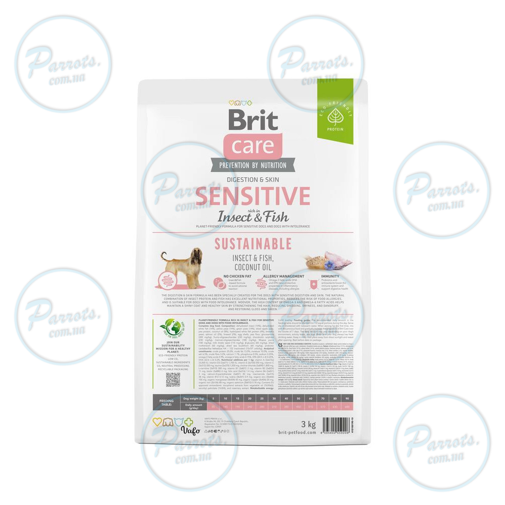 Сухий корм Brit Care Dog Sustainable Sensitive для собак з чутливим травленням, з рибою та комахами, 3 кг