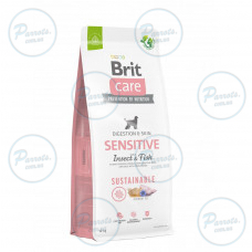 Сухой корм Brit Care Dog Sustainable Sensitive для собак с чувствительным пищеварением, с рыбой и насекомыми, 12 кг