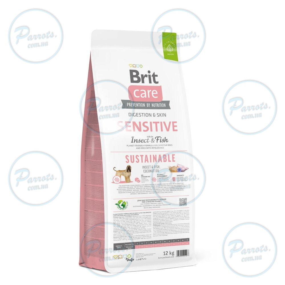 Сухий корм Brit Care Dog Sustainable Sensitive для собак з чутливим травленням, з рибою та комахами, 12 кг