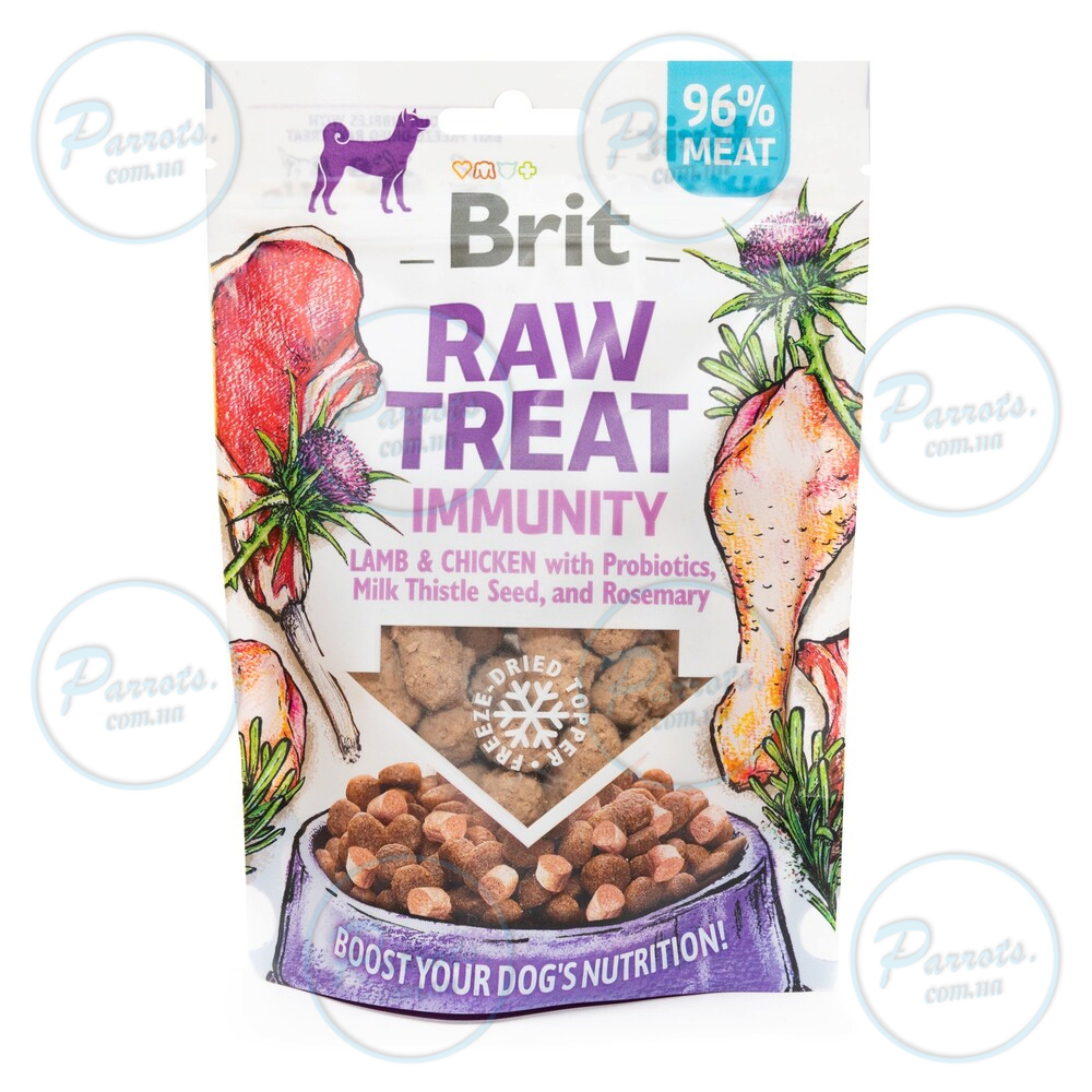 Лакомство для собак Brit Raw Treat freeze-dried Immunity для иммунитета, ягненок и курица, 40 г