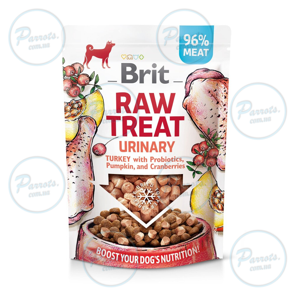 Лакомство для собак Brit Raw Treat freeze-dried Urinary для профилактики мочекаменной болезни, индейка, 40 г