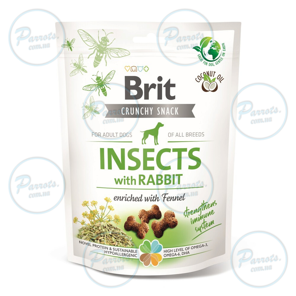 Ласощі для собак Brit Care Dog Crunchy Cracker Insects для імунітету, комахи, кролик і фенхель, 200 г
