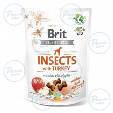 Ласощі для собак Brit Care Dog Crunchy Cracker Insects для підтримки ваги, комахи, індичка та яблуко, 200 г