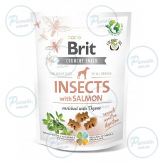 Лакомства для собак Brit Care Dog Crunchy Cracker Insects для чувствительного пищеварения, насекомые, лосось и тимьян, 200 г