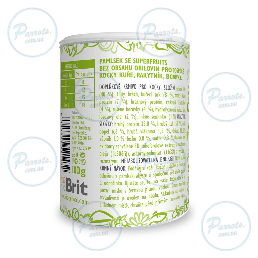 Ласощі для котів Brit Care Cat Snack Superfruits Chicken, курка 100 г