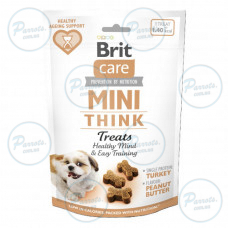 Ласощі Brit Care Mini Treats Think для собак малих порід, для підтримки розумових здібностей, з індичкою, смак арахісового масла, 50 г