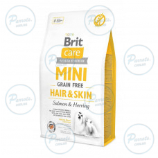 Сухой корм Brit Care GF Mini Hair & Skin для собак миниатюрных пород, для кожи и шерсти, с лососем и селедкой, 2 кг