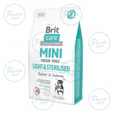 Сухий корм Brit Care GF Mini Light & Sterilised для дорослих собак дрібних порід із зайвою вагою або стерилізованих, з кроликом та лососем, 2 кг
