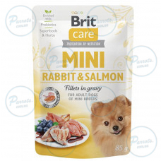 Влажный корм Brit Care Mini для собак, с филе кролика и лосося в соусе, 85 г