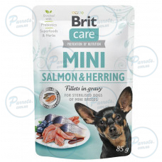 Вологий корм Brit Care Mini для собак, з філе лосося та оселедця в соусі, 85 г