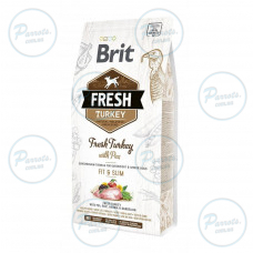 Сухой корм Brit Fresh для взрослых собак, с лишним весом, пожилых людей, с индейкой и горохом, 2,5 кг
